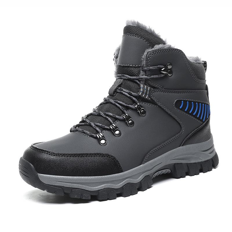 323 Men's Cotton Shoes Hiking High Top Leather Surface With Large Velvet Insulation Snow Boots Size Sports