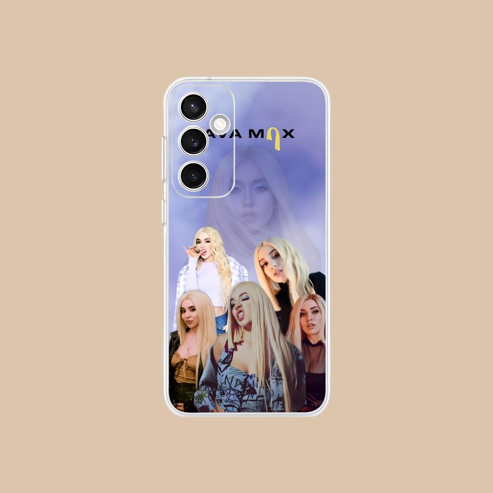 Fashion Ava Max Clear Mobile Phone Case for Samsung Galaxy S25 S24 S23 S22 S21Plus FE Ultra Colorful Cover