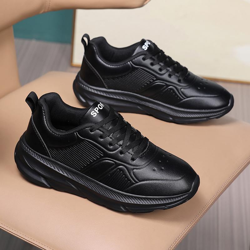 Leather shoes spring and autumn shoes black waterproof and non-slip sports and leisure shoes