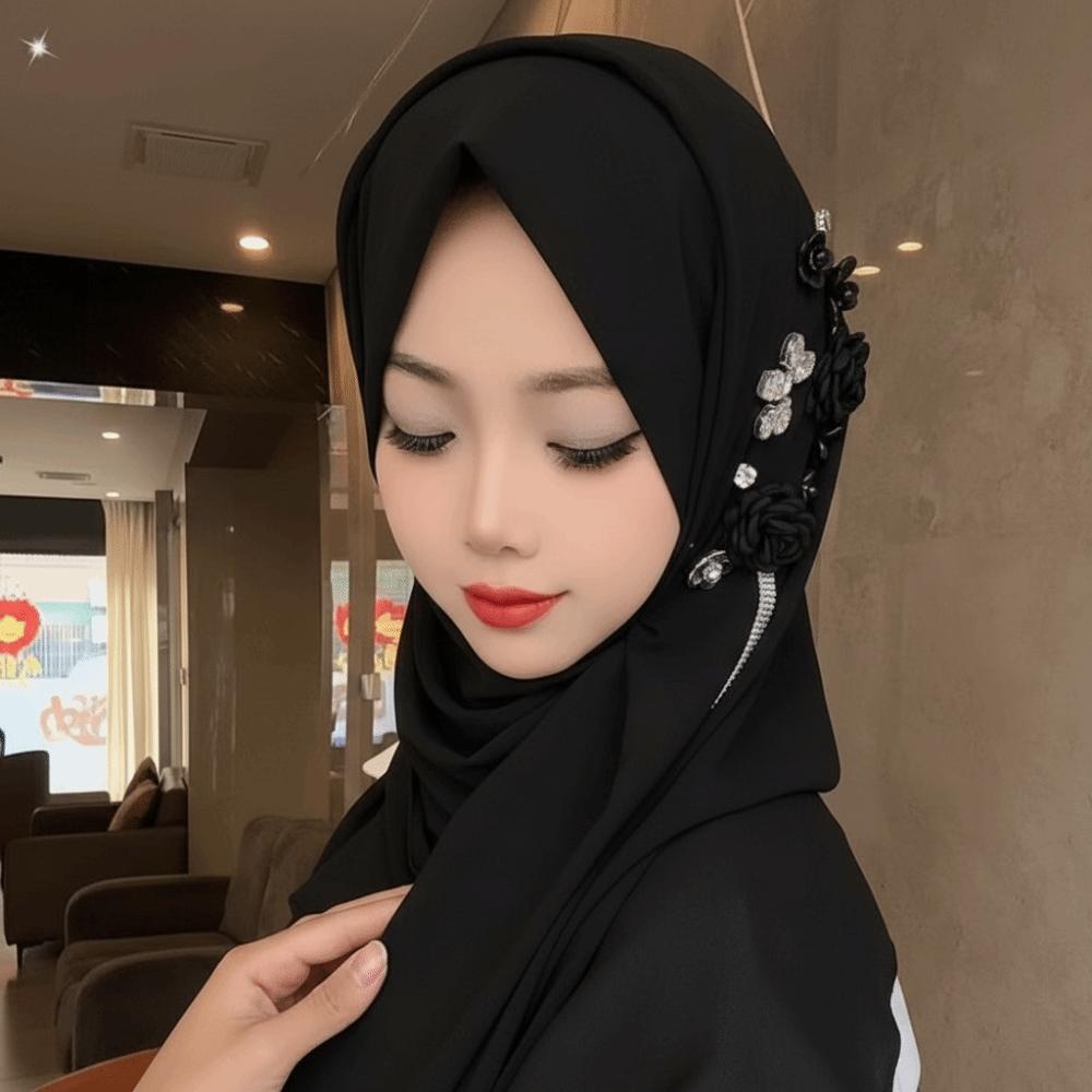 Gauze Head Wraps Long Islamic Headscarf Elegant Plain Hijab