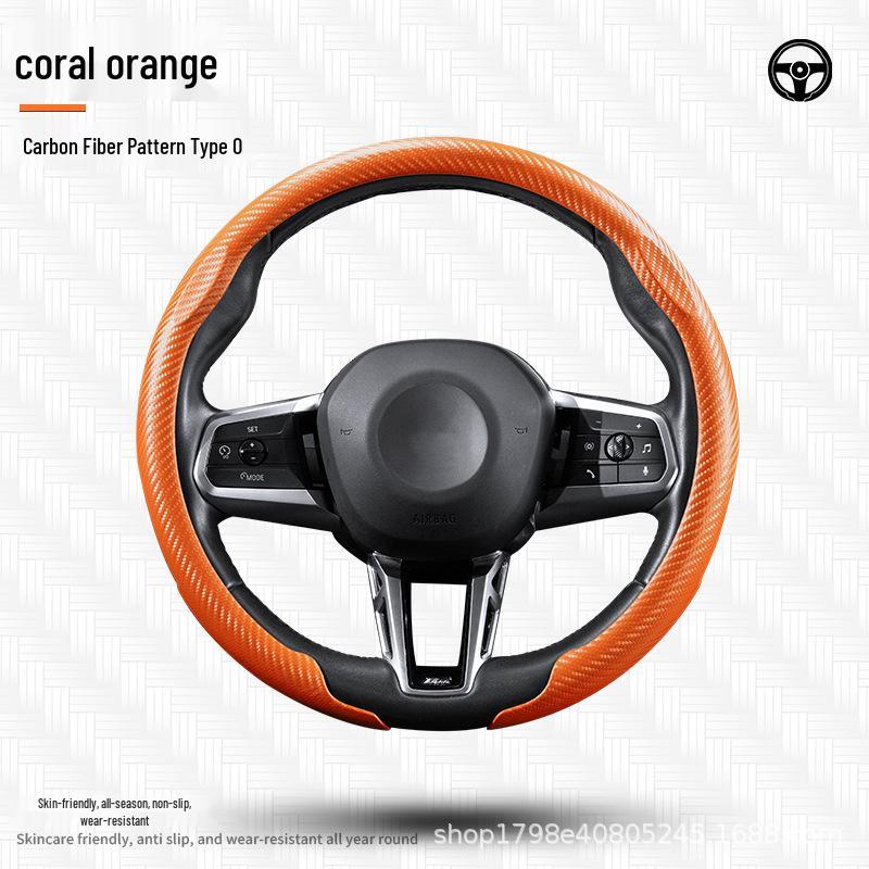 Universal Four Seasons Carbon Fiber Steering Wheel Cover - Non-Slip, Ultra-Thin, Comfortable Grip