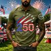 Men’s Short Sleeve Polo Shirt with Independence Day 250th Anniversary Printed Design Casual Fit Button Down Collar