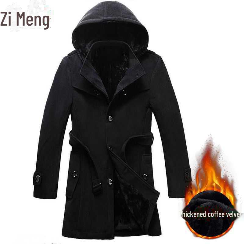 Pánská úzká vlněná větrovka, střední délky, korejský styl, pro podzimní a zimní obchodní nošení