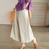 Women Summer Spring Pants Wide Leg Oversized Straight Solid Color Elastic Waist Match Top Pockets Deep Crotch Lady Ninth Pants Lady Garment