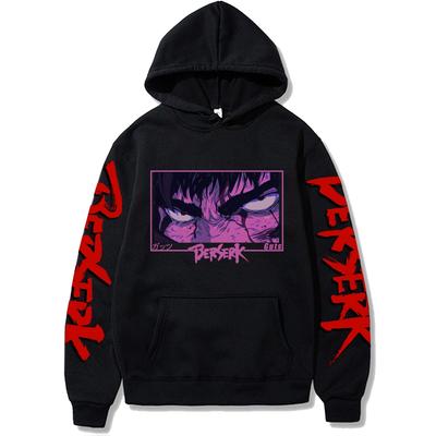 Anime Japonês Berserker Harajuku Moletom Manga Gótico Inverno Moda Manga Longa Moletom Preto Masculino