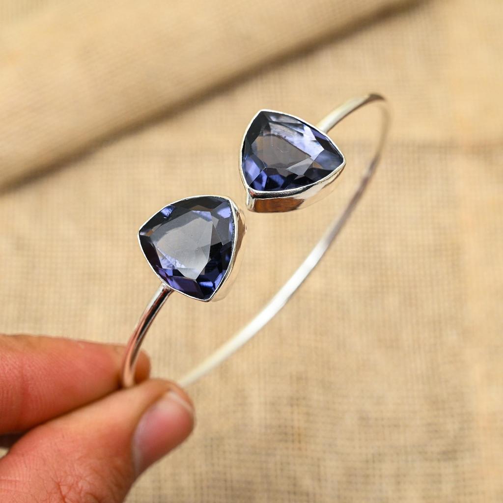 Krásný drahokam iolit ručně vyrobený ze stříbra 925 s přívěskem pro svatební dar