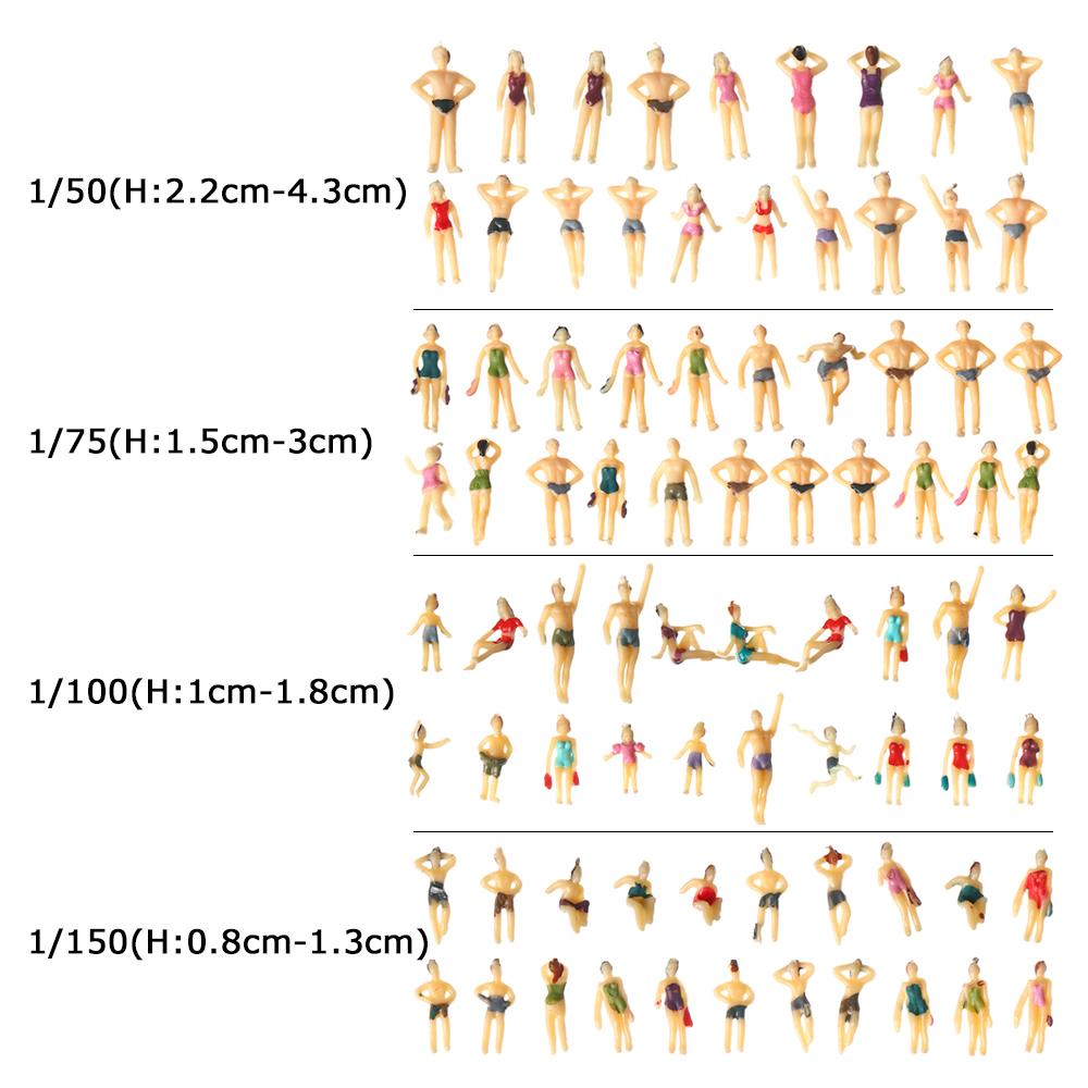 10Pcs 1:100/1:150/1:75/1:50 Scale Plastic People Figures Miniature Swimming People Model DIY Character Assorted Poses Kids Toys