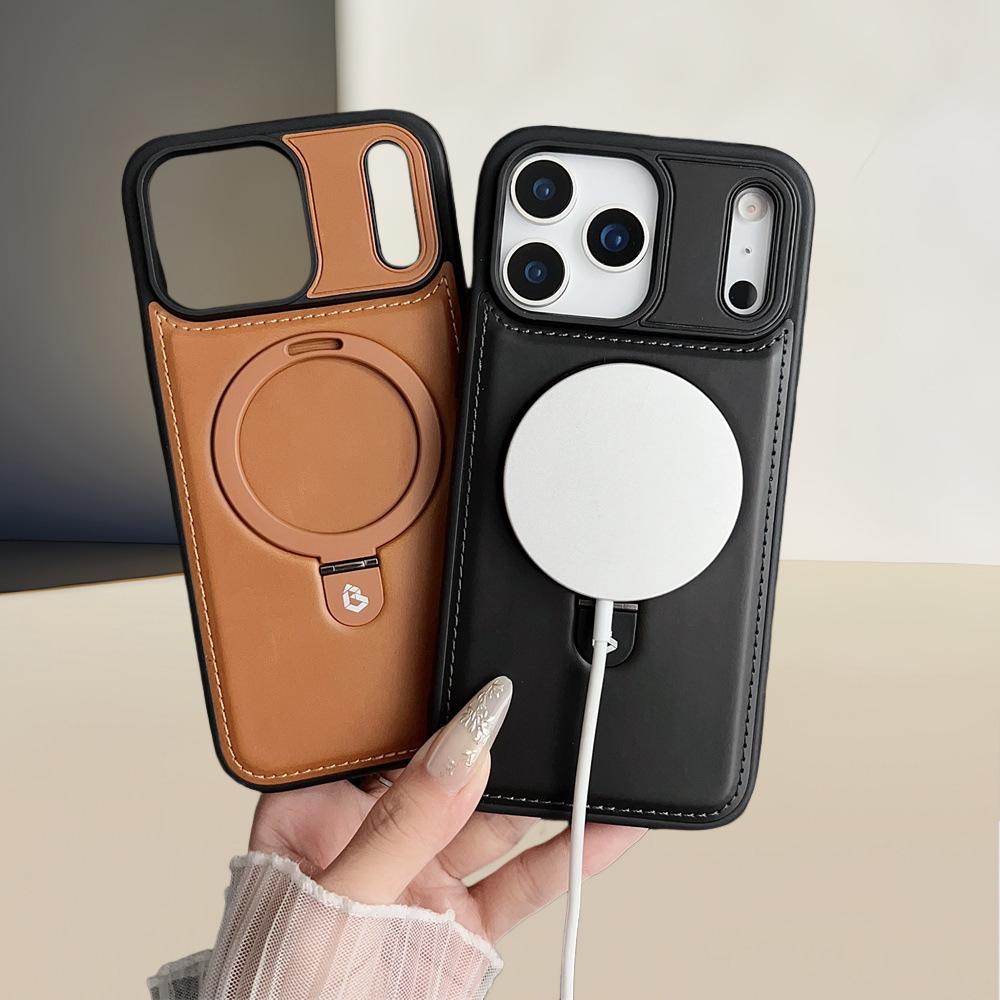 Suitable for iPhone 17 Phone Case Air Apple 17 Pro Max Magnetic Charging Leather Case Anti-drop Stand Business