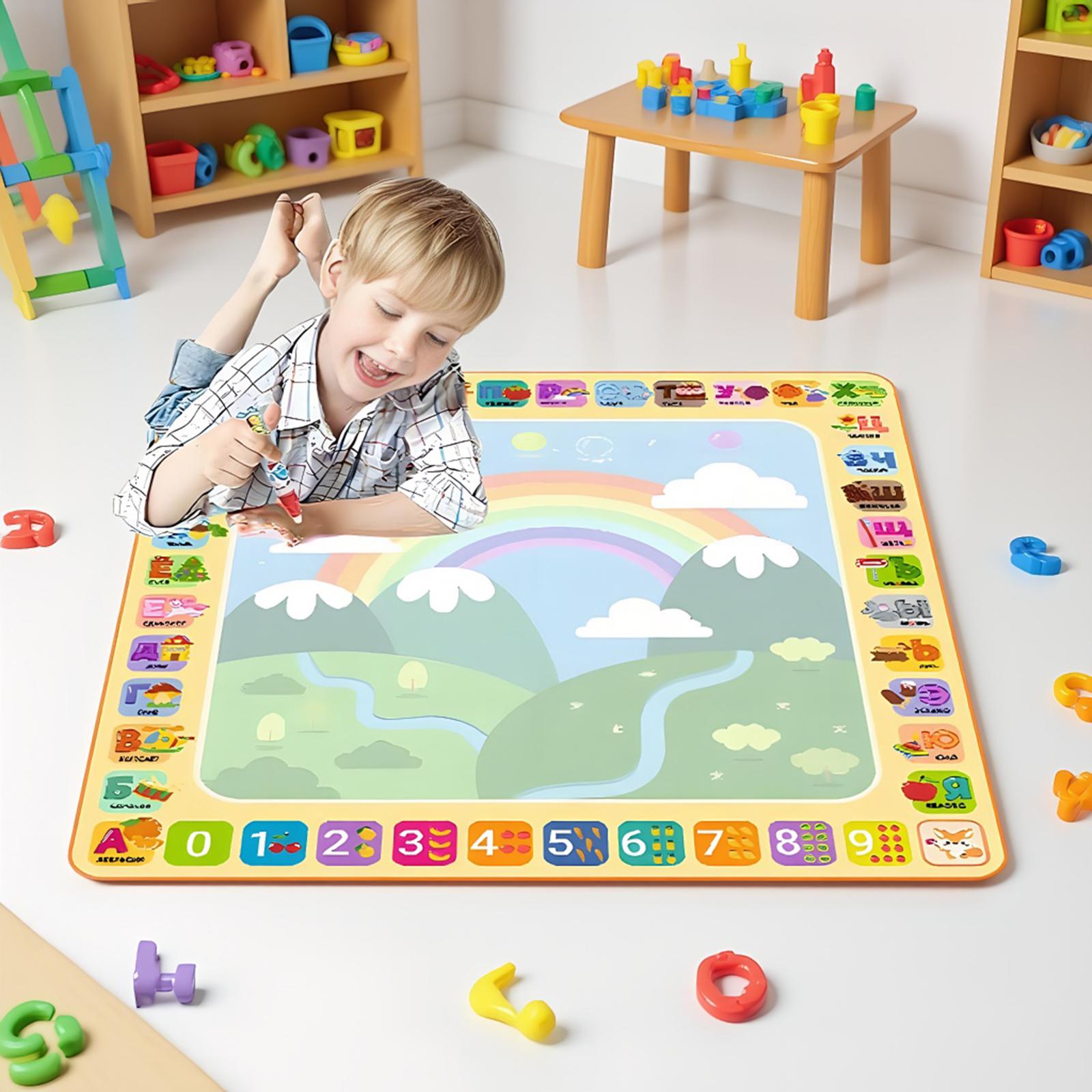 100x100cm Water Doodle Magic Mat with Magic Pens Stamps Molds Large Drawing Painting Mat for Toddlers Boys & Girls Aged 3 4 5 6 China Mainland