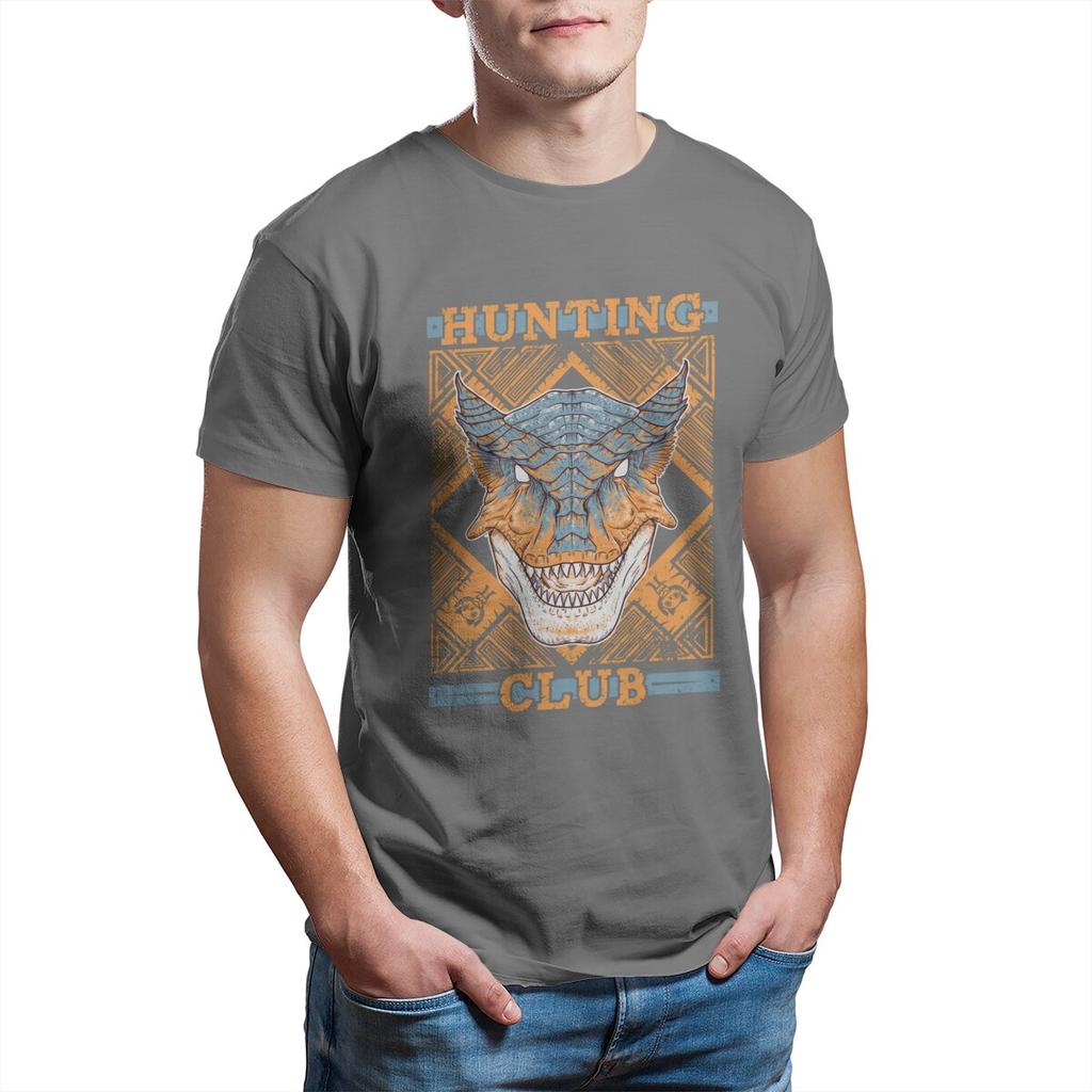 Monster Hunter World  Hunting Club Tigrex Unisex T-Shirt for Men 100% Cotton Novelty T-Shirt  RPG Game Tees  Tops Printed
