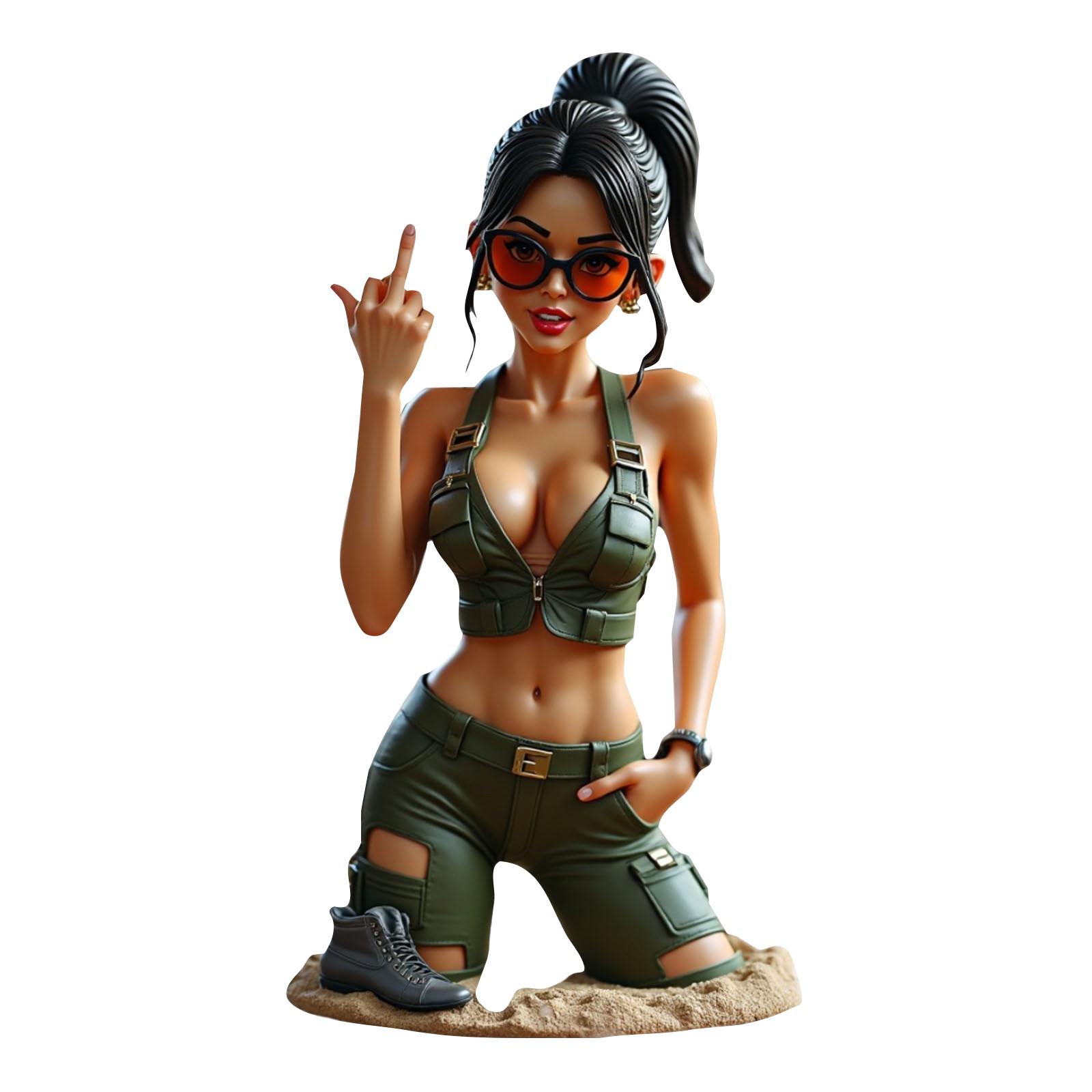 

Статуэтка «Леди Пилот» со средним пальцем, интересное украшение для дома One Size