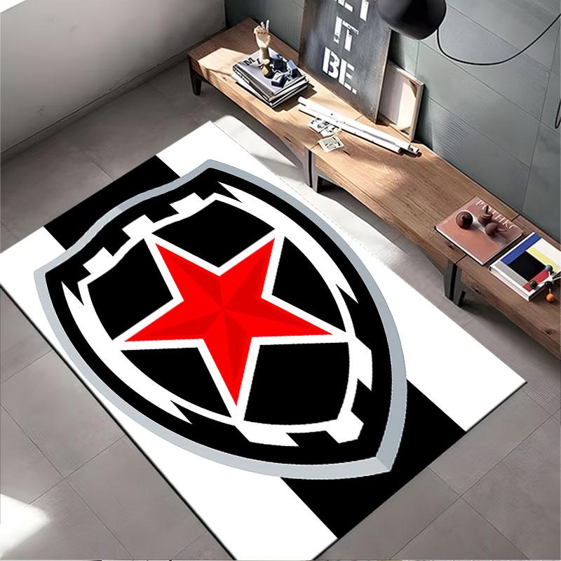 Red Star Shield Pattern Rug Suitable As a Non-slip Mat for the Living Room or Bedroom Sofa