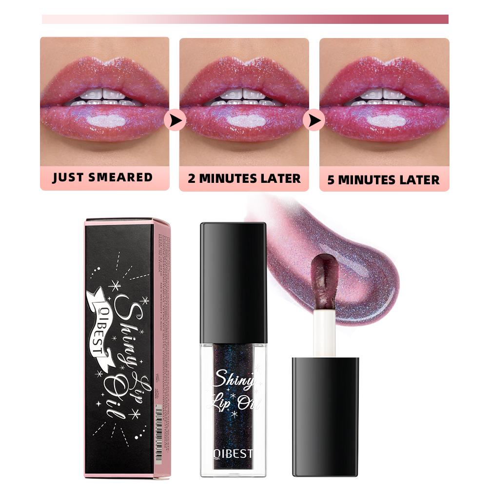 Temperature Color Changing Lipgloss Shiny Glitter Lip Oil Glass Moisturizing Makeup Mirror Water Light Lip Glaze Cosmetic