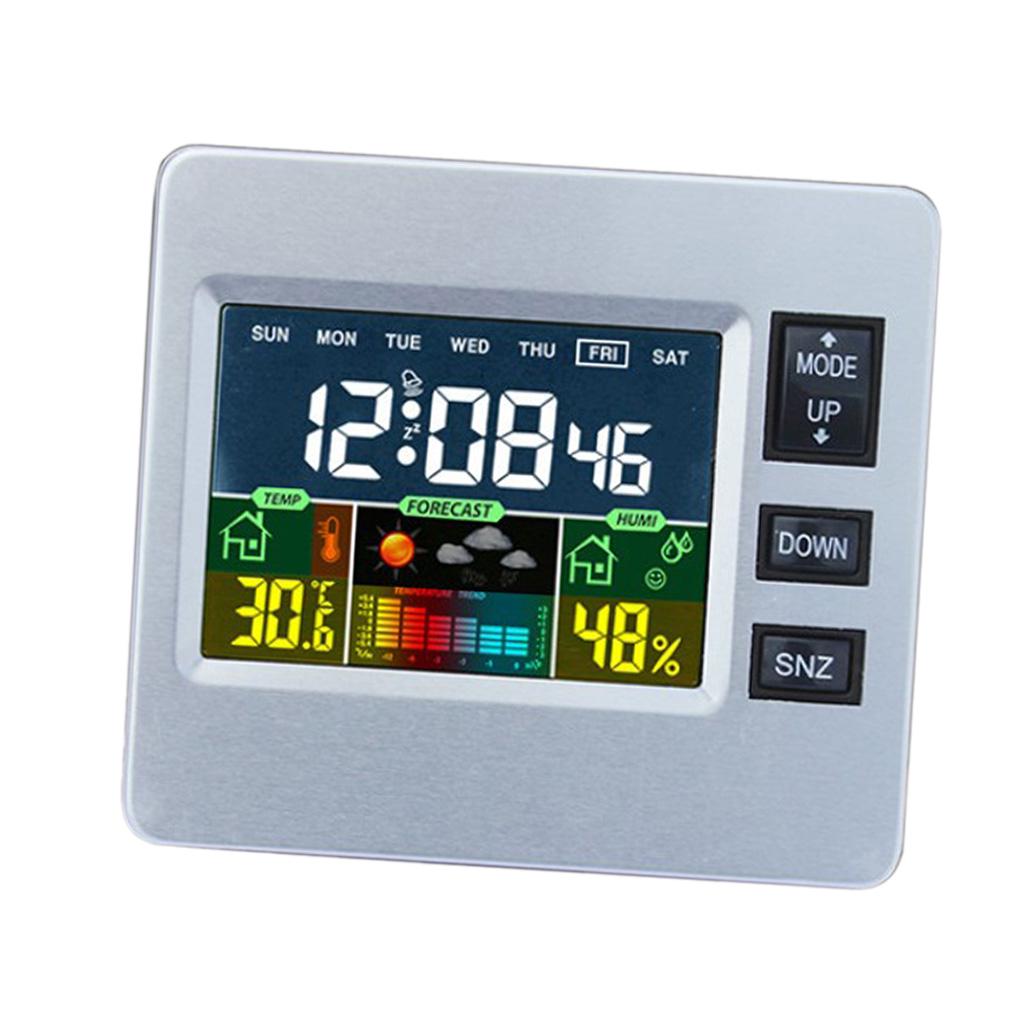 Wireless Weather Station Alarm Clock Indoor Thermometer Temperature Temp. Humidity Meter for Home Office