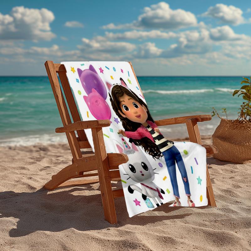 Ultra-Soft Beach Towel with Gabby’s Dollhouse Theme,Ideal for Pool - Camping, Diving - Perfect Travel Essential, Vibrant Beach Towel.