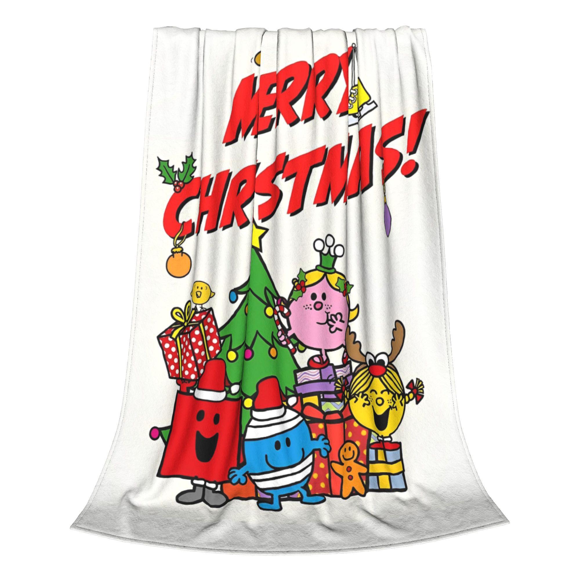 Mr M-Men Cartoon Little M-Miss Fleece Blanket Merry Christmas Awesome Throw Blanket for Bedspread 125*100cm Rug Piece Warm 100x150cm