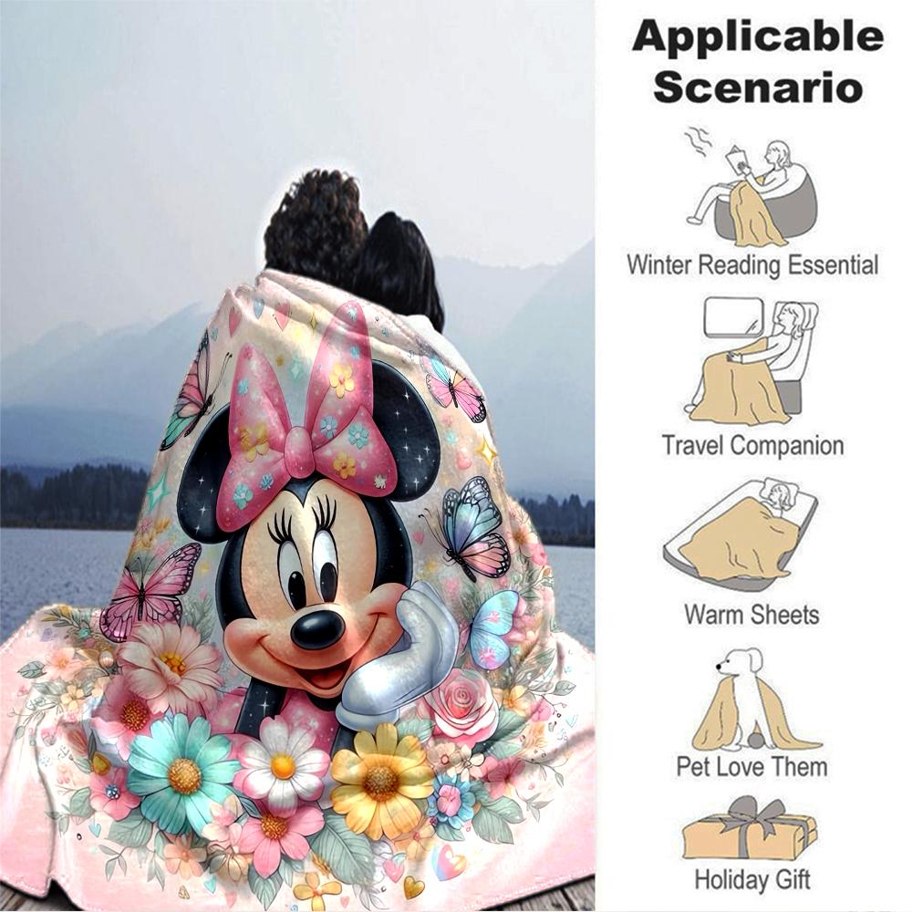 Minnie Mouse Floral Fantasy Blanket Soft Throw Blanket For Home Bedroom Bed Sofa Travel Office Solid Christmas Blanket