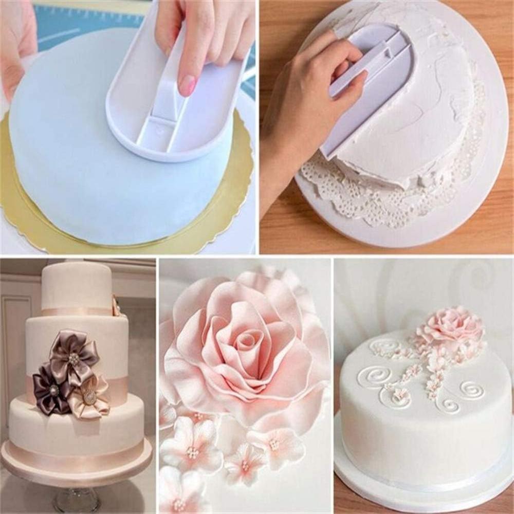 Plastic Cake Smoother DIY Fondant Cake Smoother Spatulas Scraper Polisher Tools Mold Cake Brush Baking Tools Kitchen Accessories
