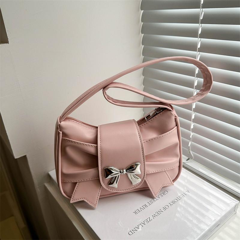 Adorable Bowknot Small Square Bag For Women Cute Korean Style Shoulder Tote Bag