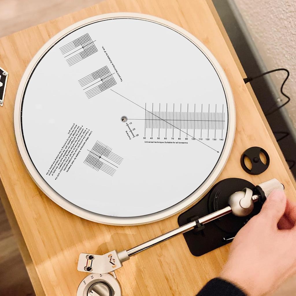 Turntable Cartridge Alignment Protractor Mat, 12 inch Anti-Slip Vinyl Record Mat, Acrylic Adjustment Tool Ruler for Turntable Accessories (Style A)