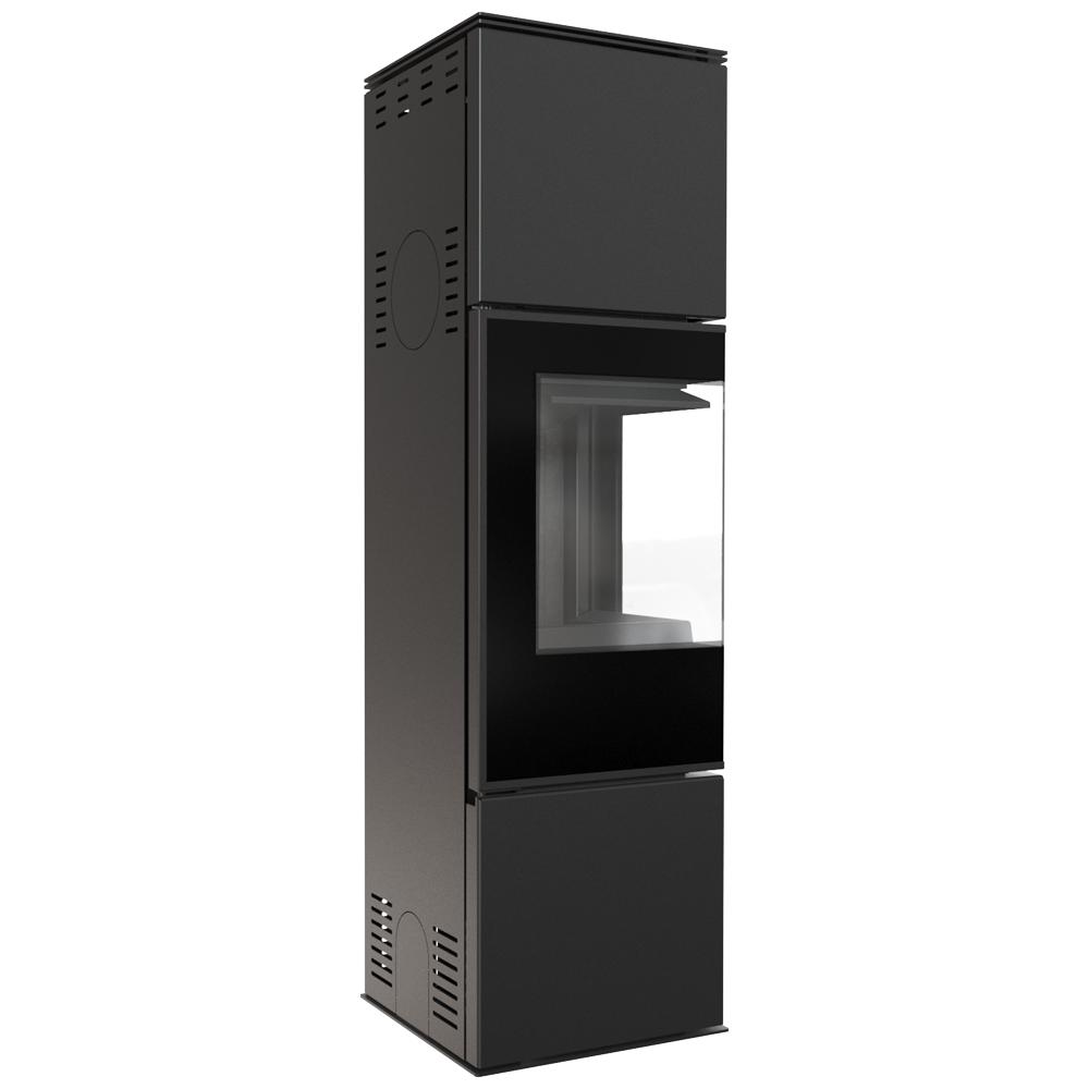 Wood Burning Steel Stove KRATKI REN/M Left Ø 150 7 kW Black Thermotec Self Closing Door