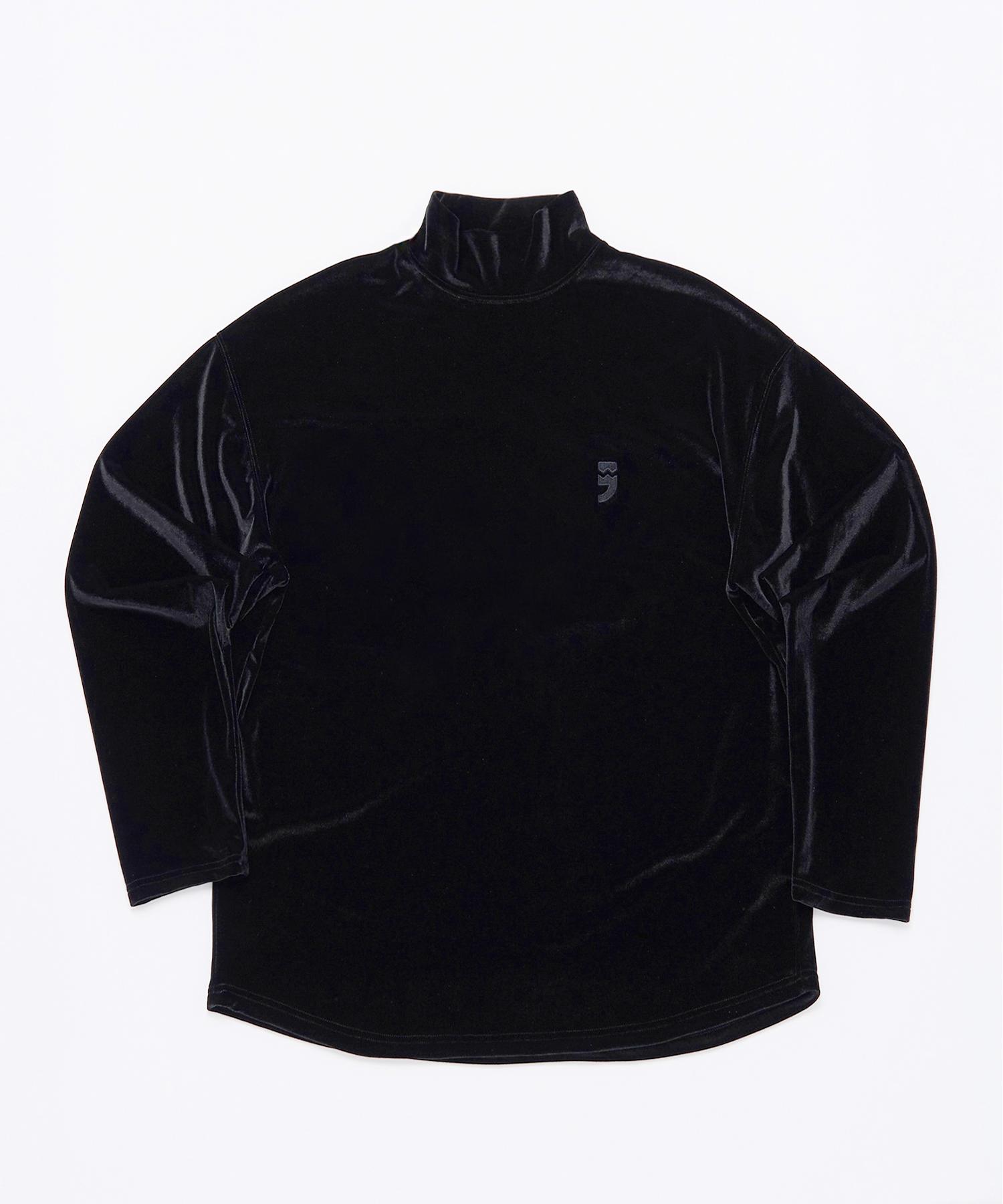 A Nothing Drop-Shoulder Velvet Turtle-Neck Tee (Black) S