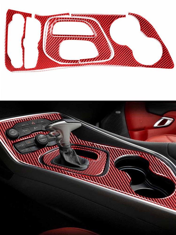 Carbon Fiber Car Gear Shift Panel Trim Cover Decoration Sticker For Dodge Challenger 2015-2020 Interior Accessories