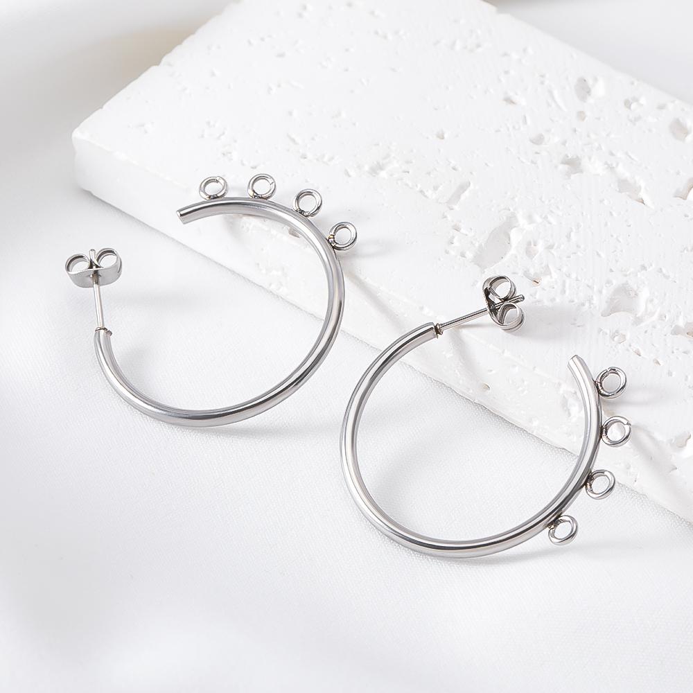 

5pairs Stainless Steel Earrings Accessories Base Earring Hook With Four Holes Women French Earring Settings DIY Jewelry Findings 10pcs 5pair