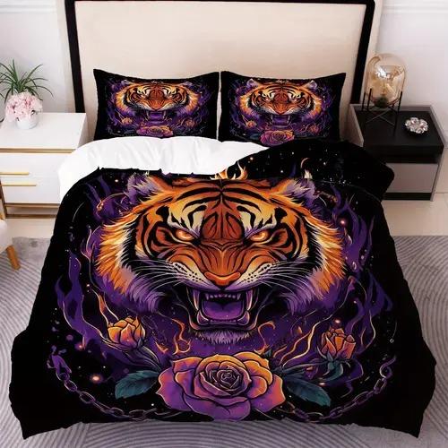 Carton Tiger Soft Duvet Cover Carton Tiger Background Theme Soft Duvet Cover Suitable for Children Kids Plus Adult Peoples Soft Plus Breathable