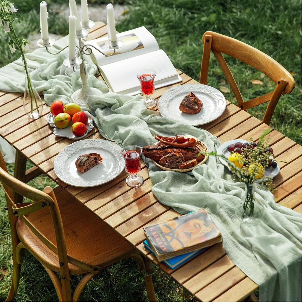 10pcs 36x118inch Sage Green Cheesecloth Table Runner Boho Gauze Wedding Dining Table Decor Reception Bridal Shower Tablecloth