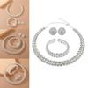 Double Layer Bridal Jewelry Set With Water Diamonds Pendant And Bracelet For Women