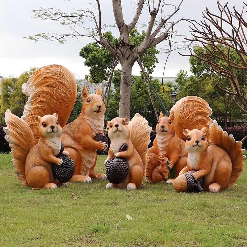 Realistic Fiberglass Squirrel Garden Sculpture
