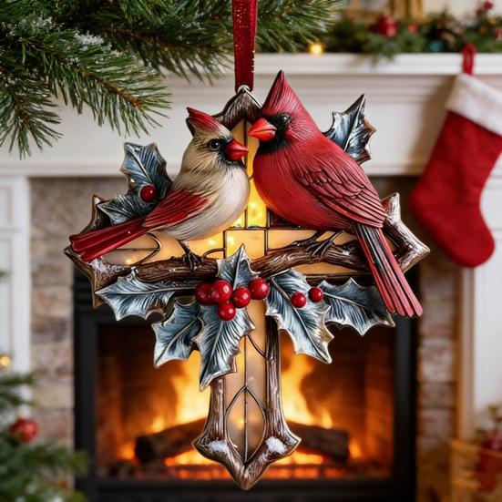 Bird Christmas Ornament Christian Symbol Hanging Decoration Bird And Faith Token Ornament for Xmas Tree