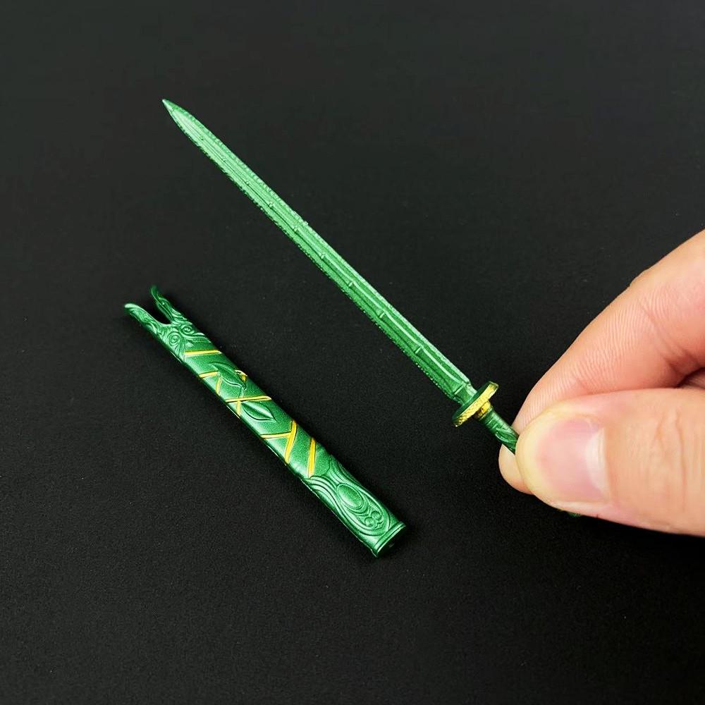 Mini Green Bamboo Bee Sword Keychain – Ancient Style Alloy Treasure Model Ornament