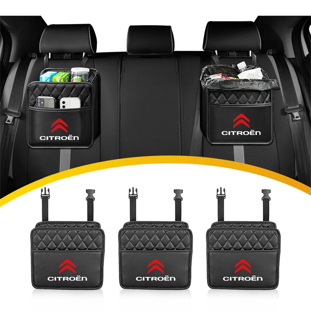 Autositz-Rückenlehnen-Aufbewahrungstasche Wasserdichte Leder-Auto-Innenraum-Aufbewahrungstasche Müllbeutel für Citroen C1 C2 C4L VTS C-ELYSEE C3-XR C5 DS