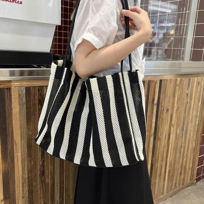Tote Bag A Lightweight Woven Striped Crossbody Bag for Women A Large-capacity Single-shoulder Bag for Commuting