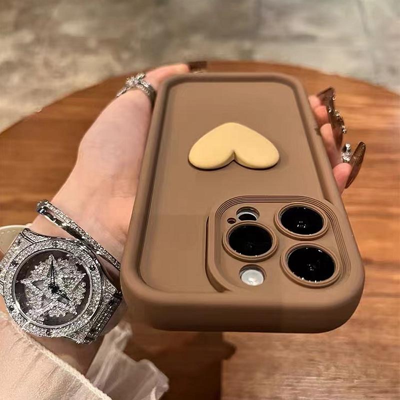 Luxury Love Heart Liquid Silicone Phone Case For iPhone 11 12 13 14 15 Pro Max Plus XS X XR Shockproof Bumper Back Cases Cover
