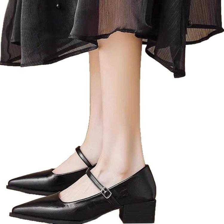 Francouzské lodičky Mary Jane dámské jehněčí kůže verze 2025 nové jarní a letní temperament špičaté vysoké podpatky lodičky dámské jednoslovná přezka
