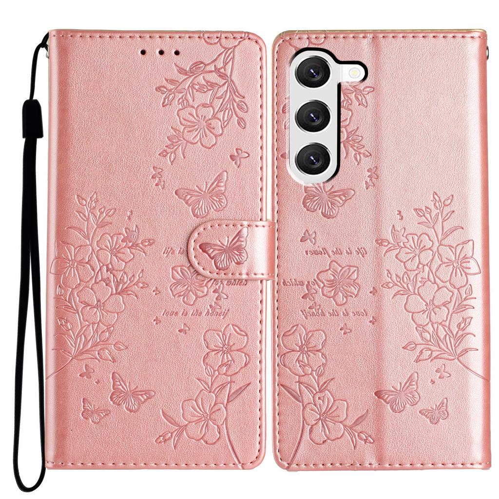 For Samsung Galaxy S23 Case Butterfly Floral Imprint Leather Phone Cover with Wallet