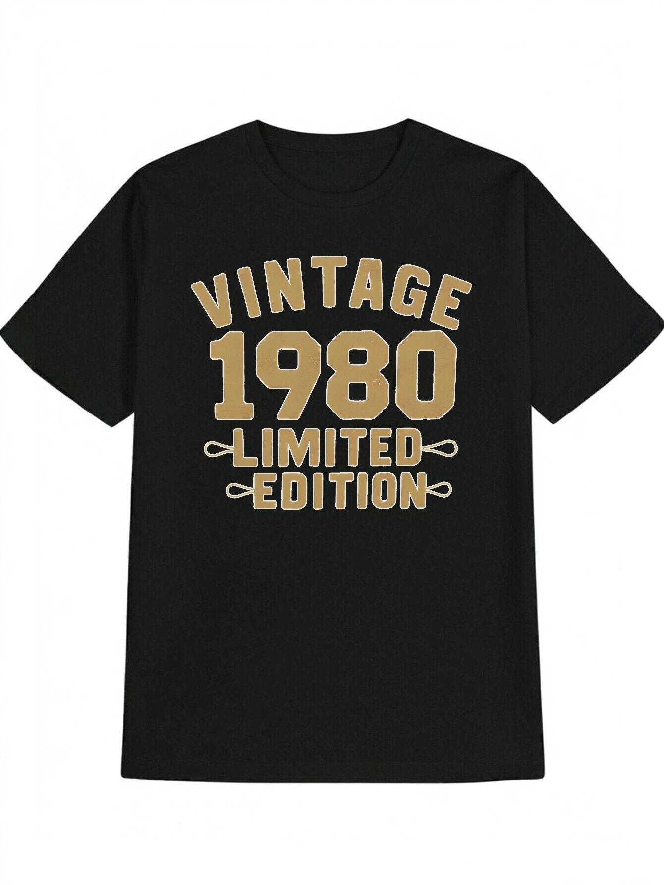Vintage 1980 Limited Edition Graphic T-shirt - Casual Round Neck Tee with Bold Vintage 1980 Print S