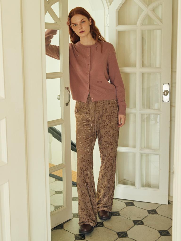 Oal Velvet Burnout Pants_Mocha Pink