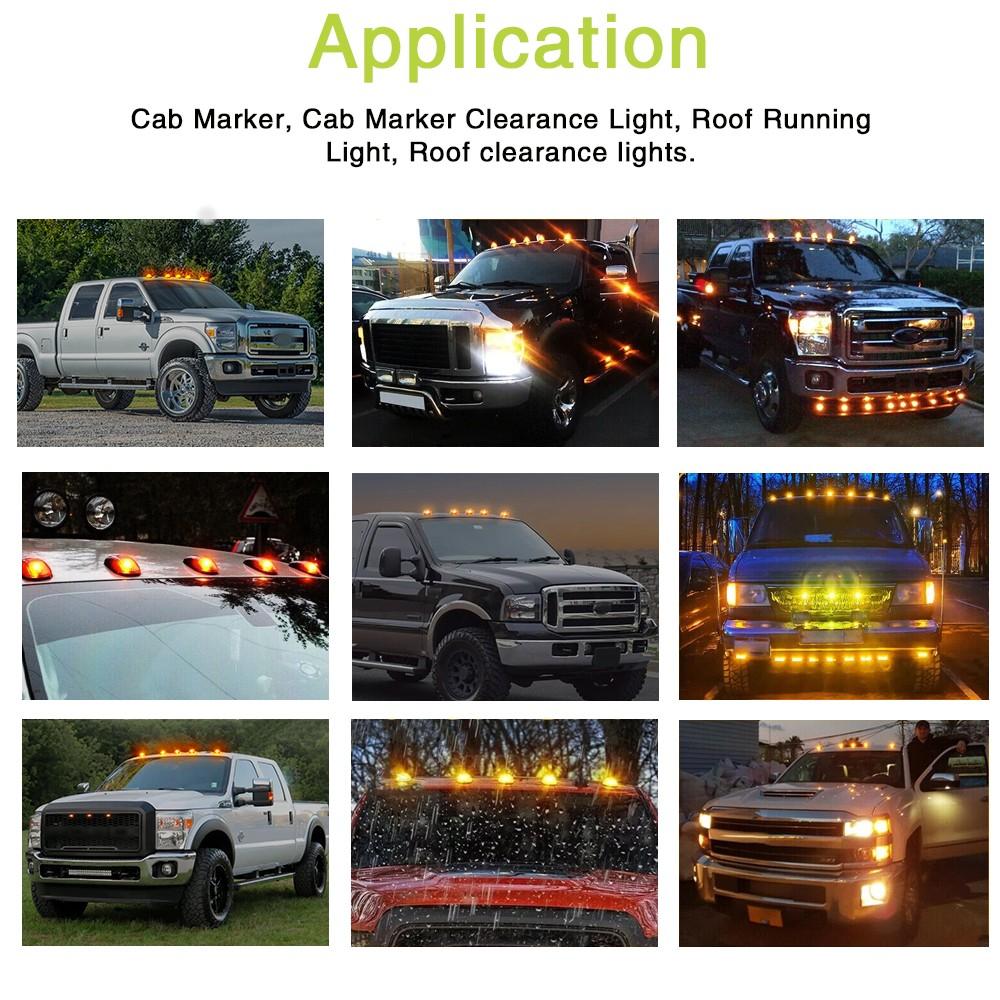 Smoked Lens LED Cab Roof Marker Lights For Off-Road SUV Crossover Jeep RV Pickup