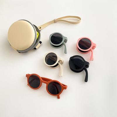 Morandi Color Children'S Sunglasses Baby Summer Uv Protection Sunglasses Boys And Girls Foldable Storage Glasses