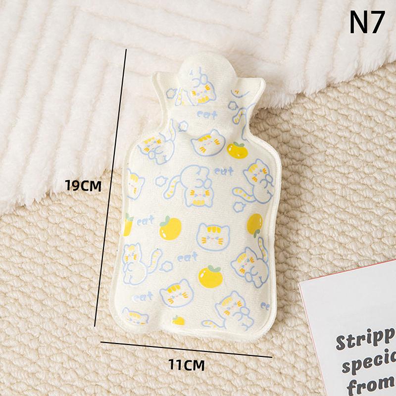 Cartoon Plush Hot Water Bottle Portable Cute Winter Warm Belly Mini Warm Water Bottle Cartoon Flannel Cover