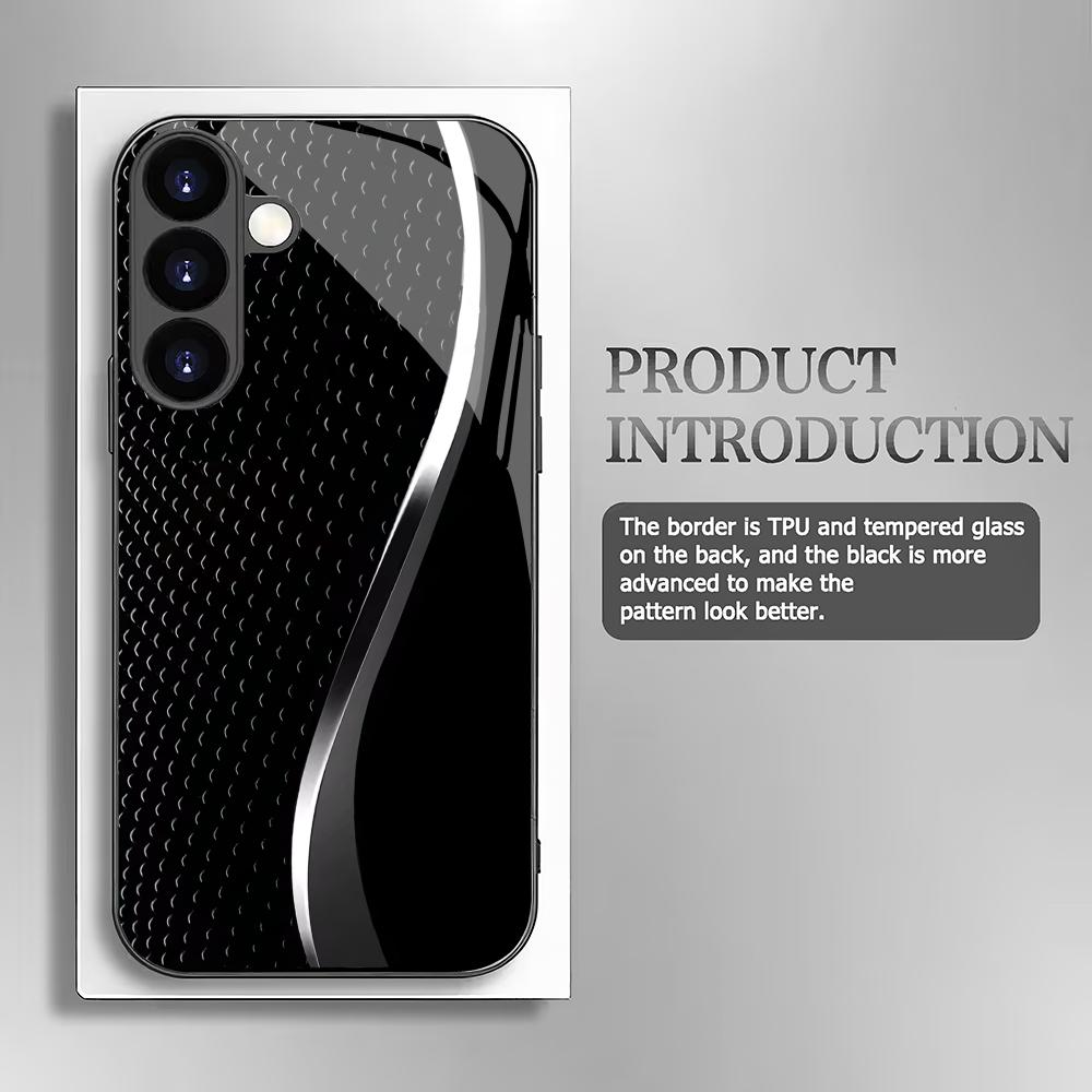 High end line black glass phone case suitable for Samsung Galaxy S26 S25 S24 S23 S22 S20 FE/Ultra/Plus shockproof back cover