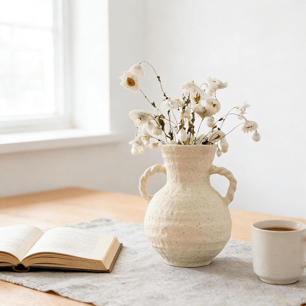 Ceramic Vase Tabletop Decoration Floral Arrangement Multipurpose Rustic Milk Jug for Bouquet