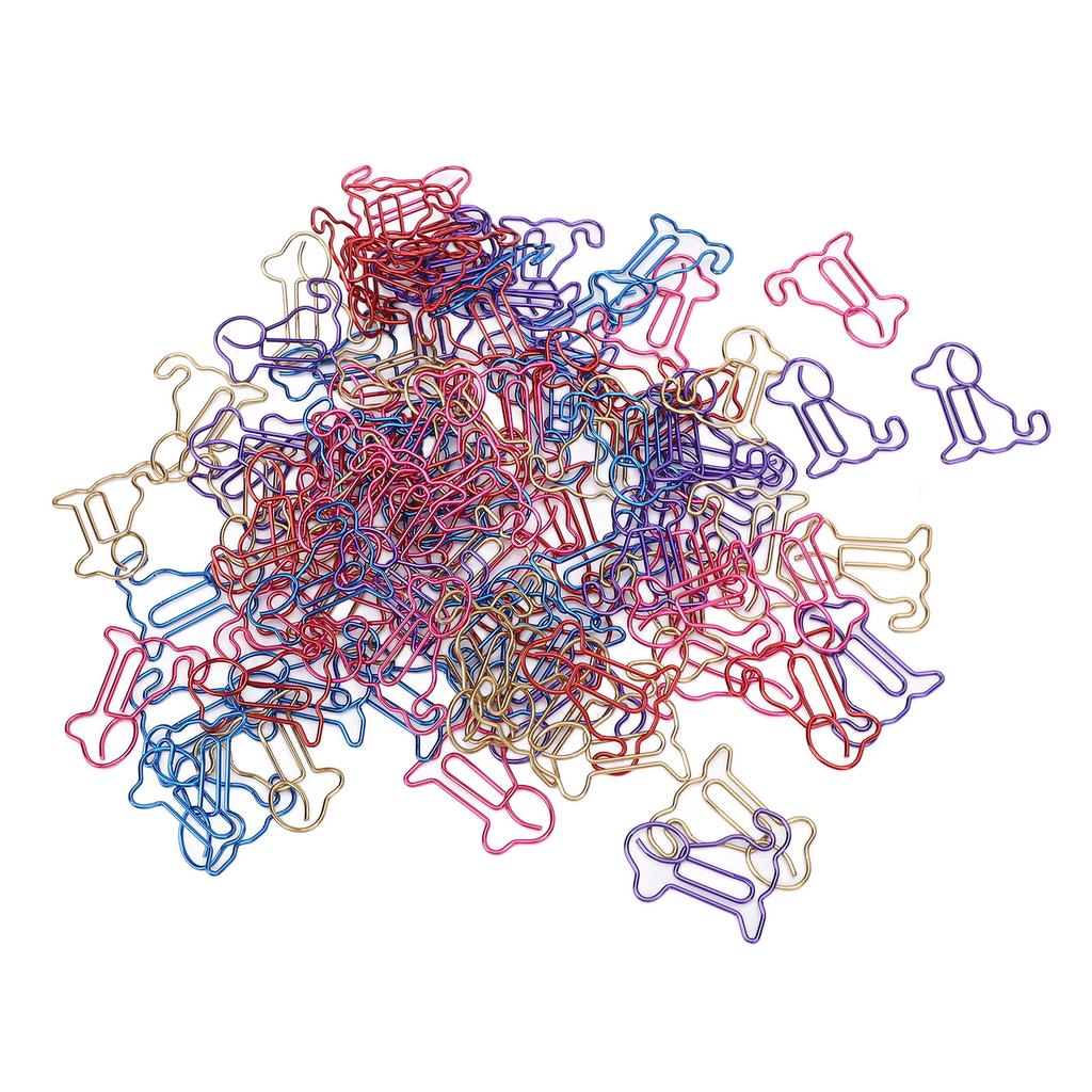 100PCS Animal Bookmarks Clip Iron Wire Multifunctional Dog Shaped Marking Clip for Office