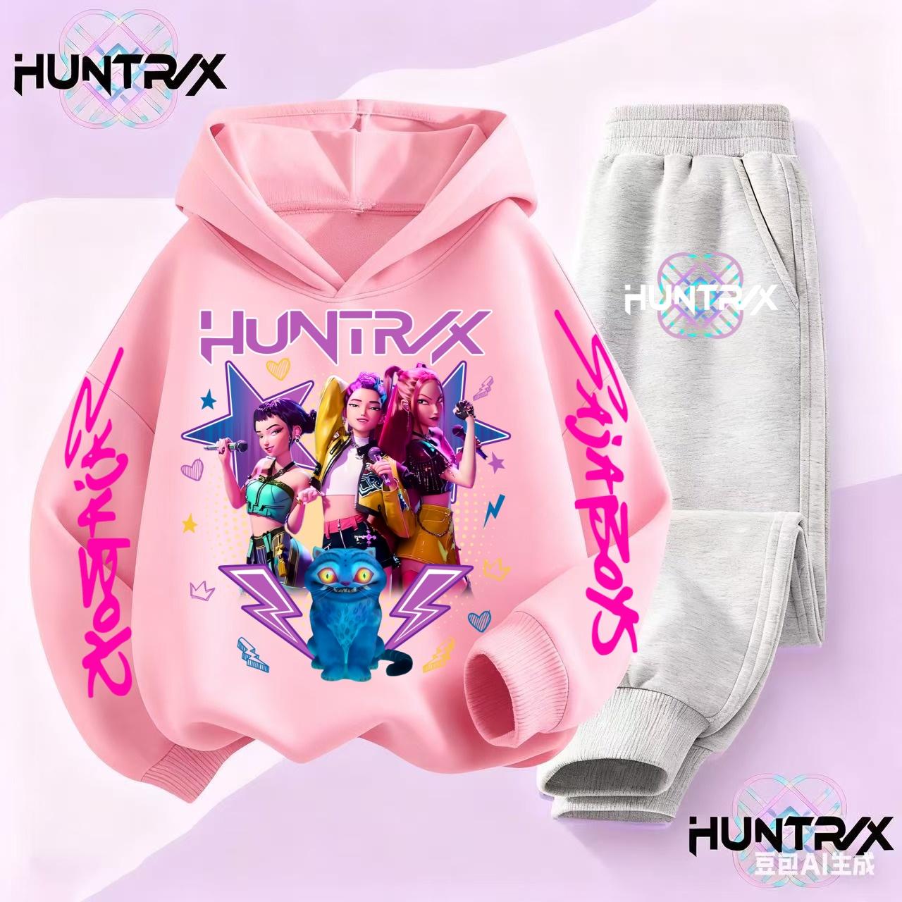 

KPop Мисливці на демонів Huntrix Худі Дитячий Мультяшний Одяг Дівчата Худі Светри Штани Набір з 2 шт. Малюки Хлопчики Комплекти 150