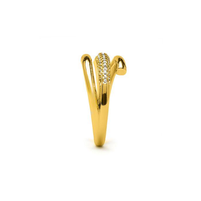 Ring - LUXENTER - Jedrac - 18K Yellow Gold - White Zirconia - Adjustable Size