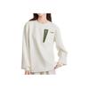 Skechers Sport Lifestyle Series Round Neck Pocket Casual Printed Long Sleeve Sweatshirt Unisex sweatshirt Cream Off-White L424U164-00NA